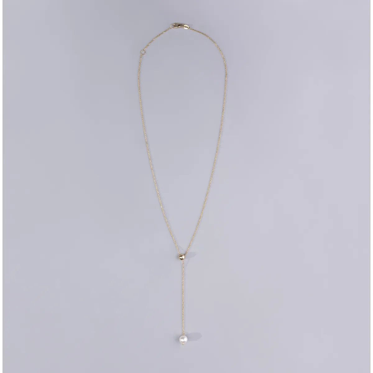 Yellow Gold Slide Necklace with Pearl