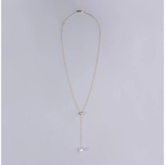 Yellow Gold Slide Necklace with Pearl