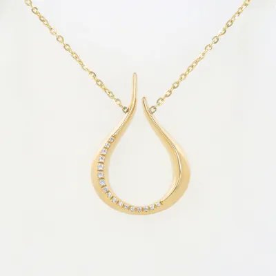 Yellow gold drop-shaped necklace with cubic zirconia