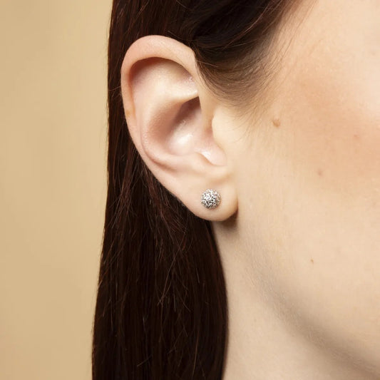 Set (necklace + earrings) in white gold with cubic zirconia