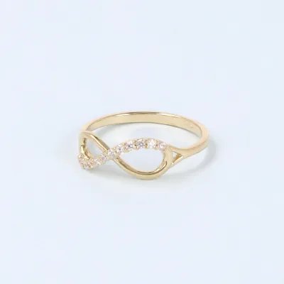 "Infinity" ring in yellow gold with zirconia