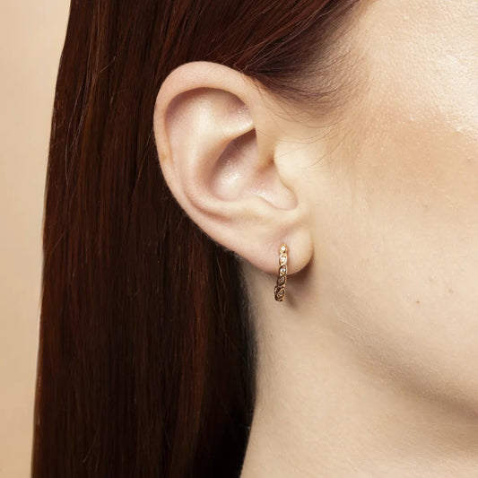 Rose gold round earrings with cubic zirconia