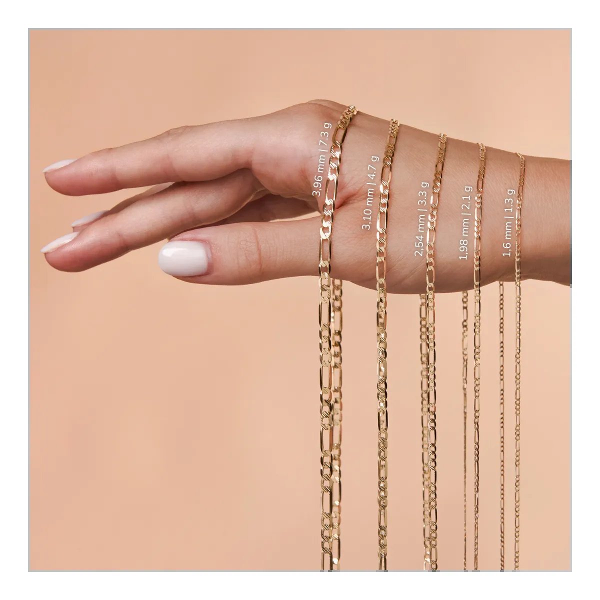 Flat Figaro - Diamond-cut/Engraved Gold Chain