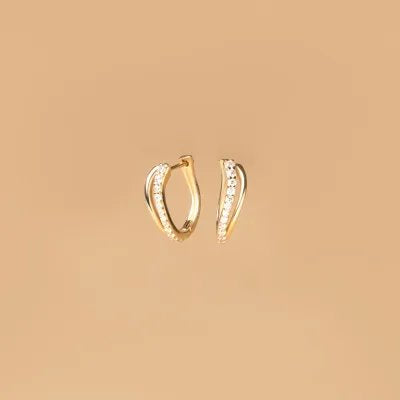 Yellow gold earrings with cubic zirconia