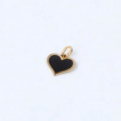 Yellow gold heart-shaped pendant with onyx paste