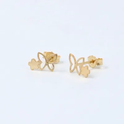Lightweight yellow gold butterfly earrings