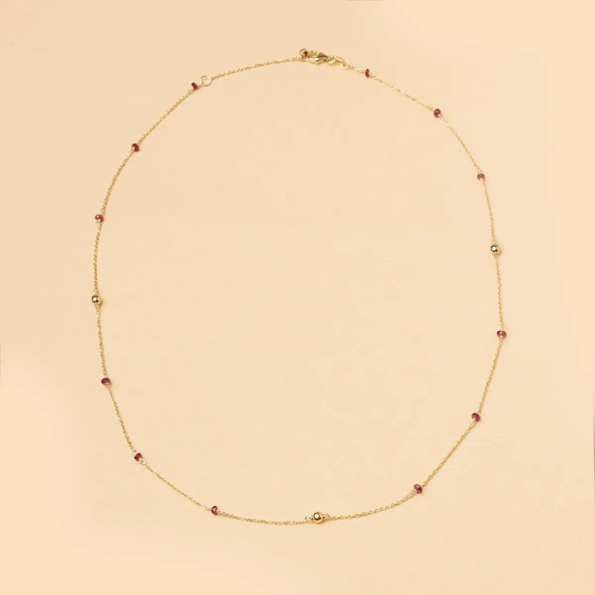 Yellow gold necklace with natural stones (3 options)