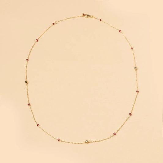 Yellow gold necklace with natural stones (3 options)