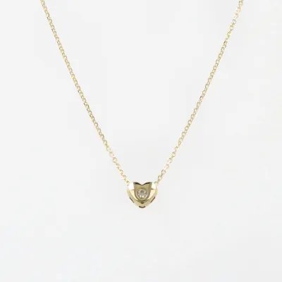 Lightweight yellow gold necklace with heart and zirconia