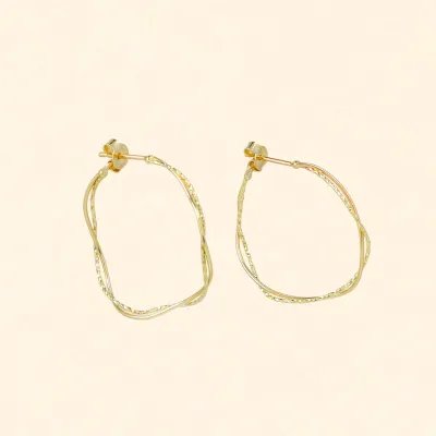 Yellow gold braided thread earrings