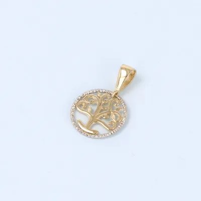 Small yellow and white gold tree of life pendant