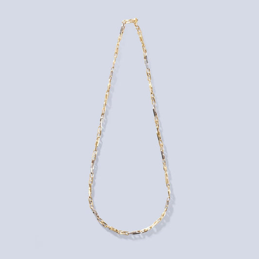 Hollow white and yellow gold chain