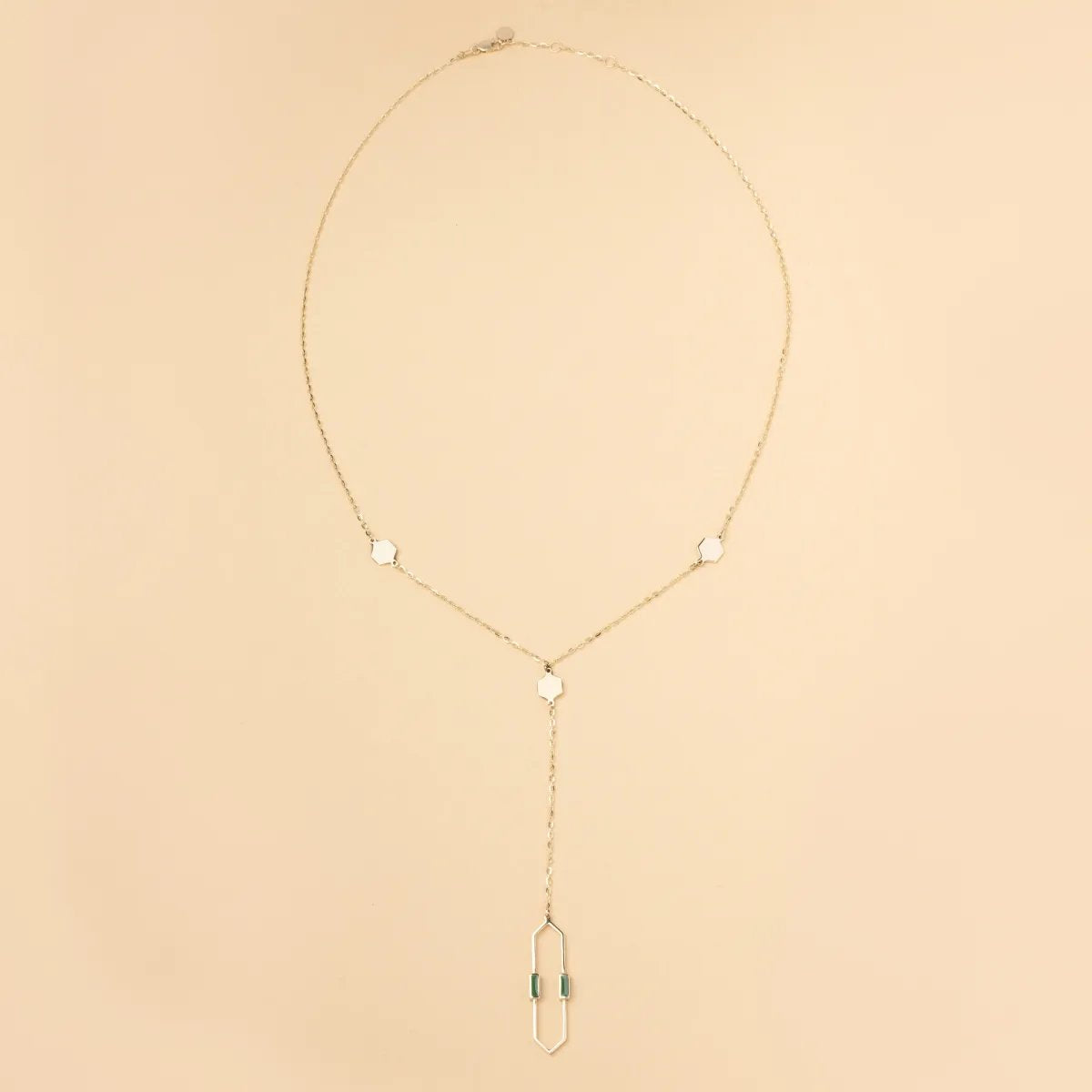 Yellow gold long "Mellifera" necklace with enamel