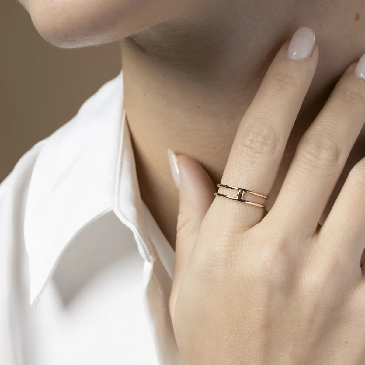 Double ring in yellow gold