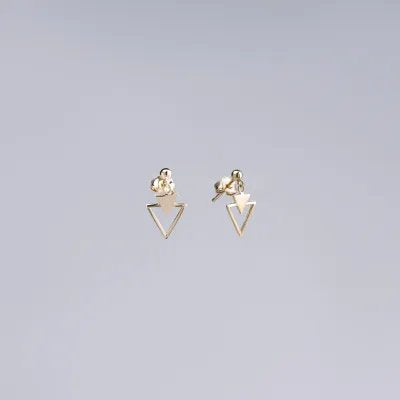 Yellow gold triangle earrings