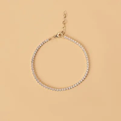 Yellow gold tennis bracelet with cubic zirconia
