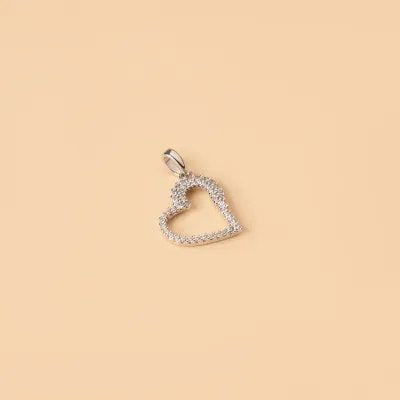 White gold heart-shaped pendant with cubic zirconia
