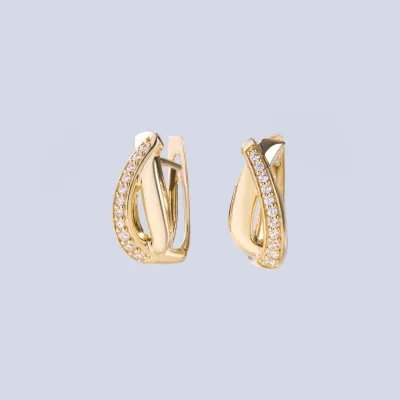 Yellow gold earrings with zirconia pavé