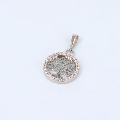 White gold "tree of life" pendant with zirconia