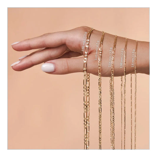 Flat Figaro - Diamond-cut/Engraved Gold Chain