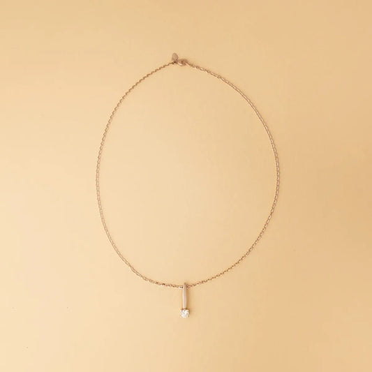 Red gold classic necklace with cubic zirconia