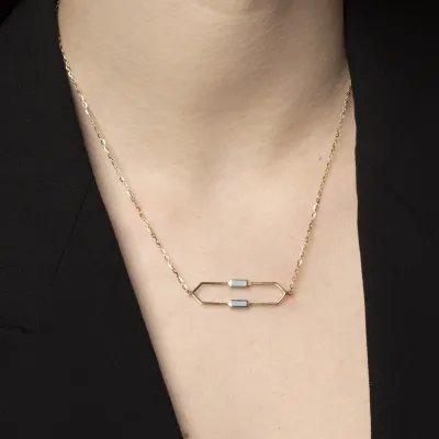 Yellow gold  "Mellifera" necklace with enamel