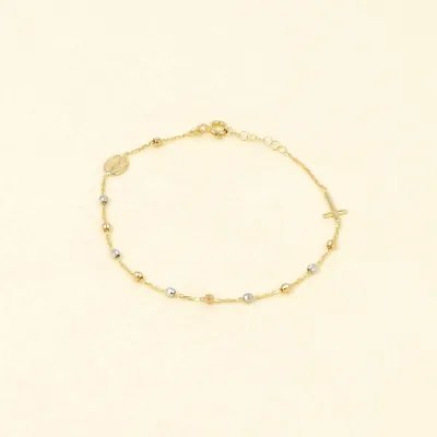 Lightweight tricolor bracelet with Our Lady of Medjugorje and cross