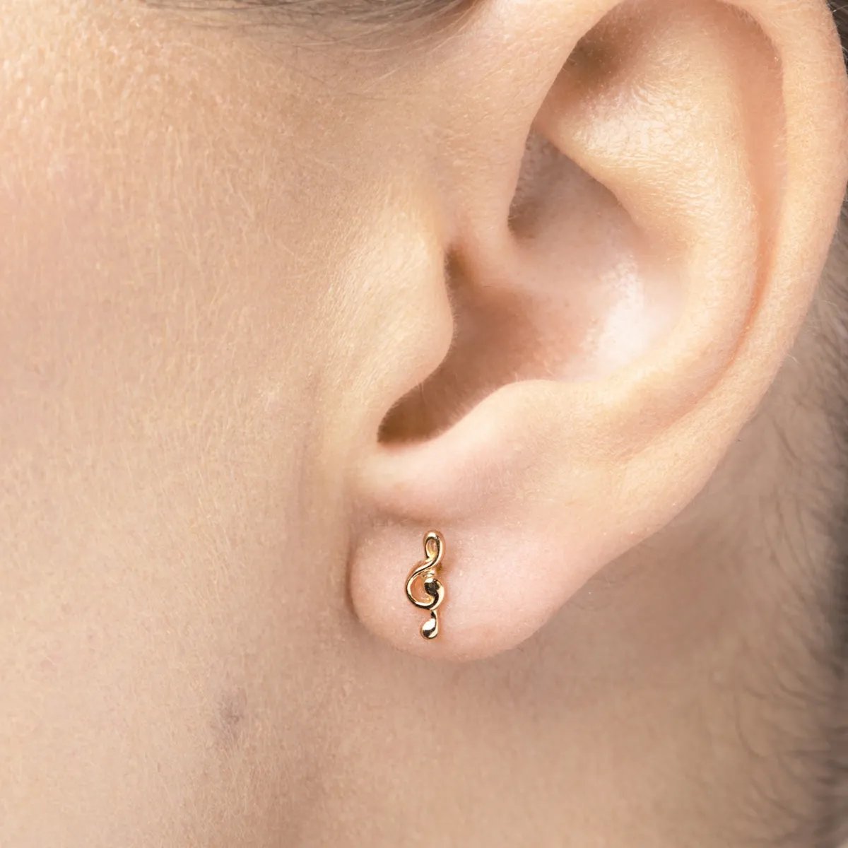 Yellow gold sol key earrings without stones