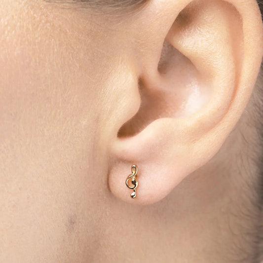 Yellow gold sol key earrings without stones