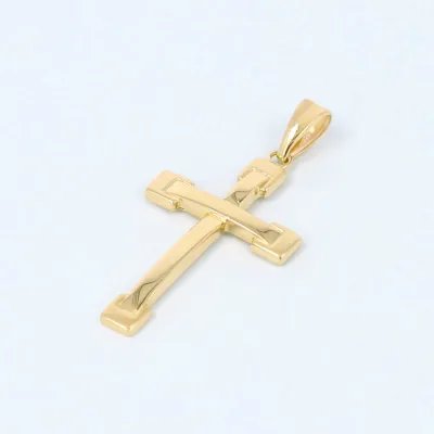 Yellow gold cross with satin and polished finish