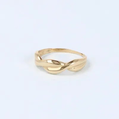 Polished yellow gold braided ring