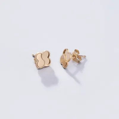 Yellow gold earrings in the shape of a four-leaf clover