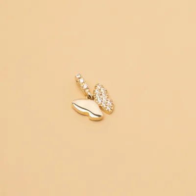 Yellow gold butterfly-shaped pendant with cubic zirconia