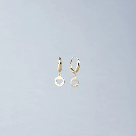 Yellow gold earrings with heart