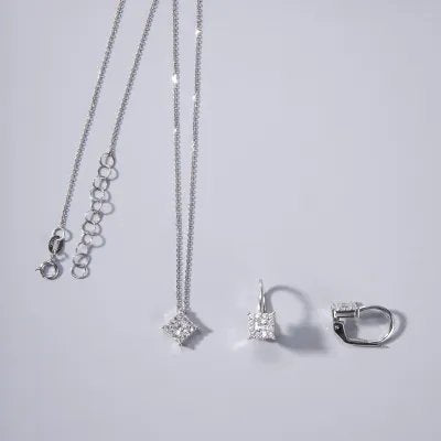White gold set (necklace + earrings) with cubic zirconia