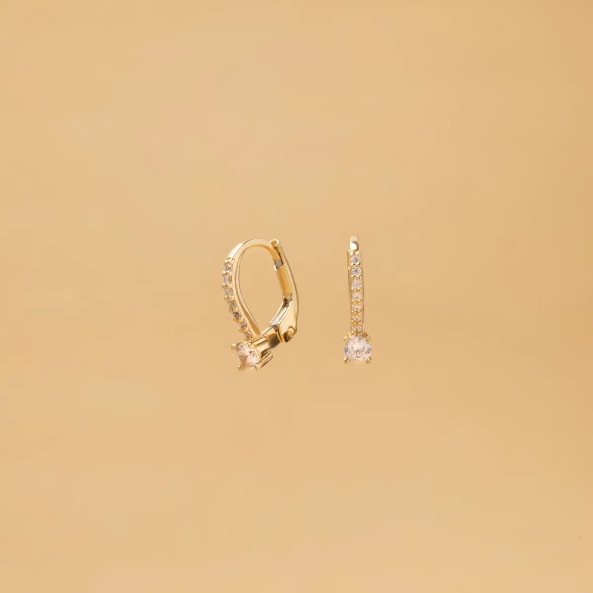 Yellow gold monachella earrings with cubic zirconia