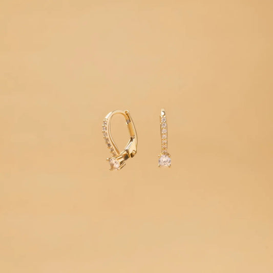 Yellow gold monachella earrings with cubic zirconia