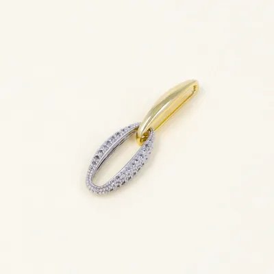 Two-tone oval pendant with zirconia pavé