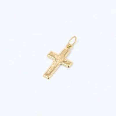 Light polished yellow gold cross with Christ