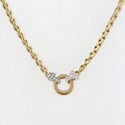Yellow and white gold necklace with zirconia