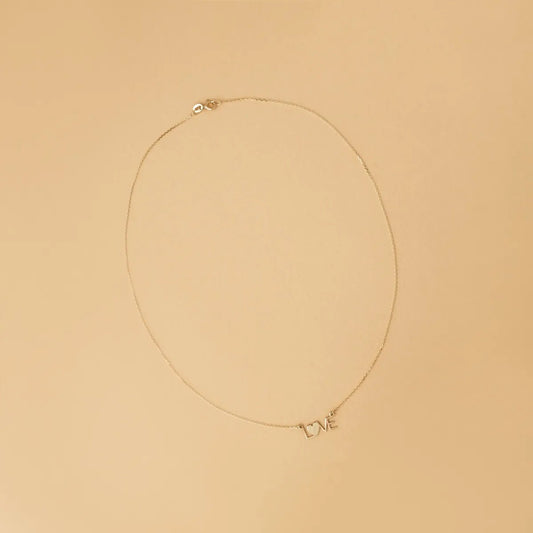 Yellow gold lightweight necklace "Love"