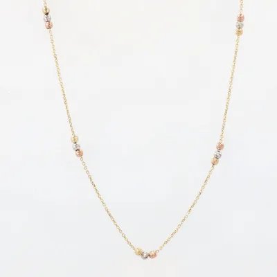 Lightweight necklace in white, yellow and rose gold with diamond-cut balls