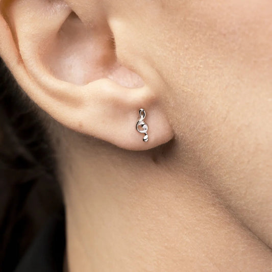 White gold musical note earrings