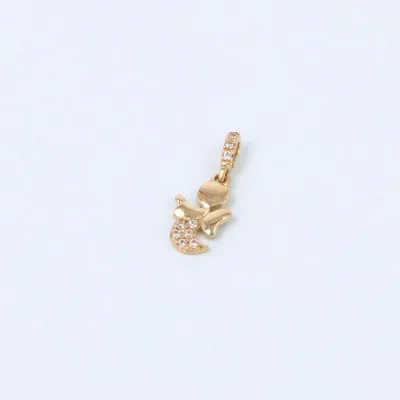 Yellow gold angel pendant with zirconia