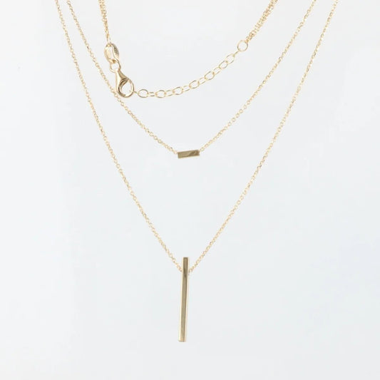 Double necklace in light yellow gold