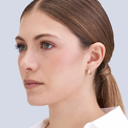 Yellow gold earrings with zirconia pavé