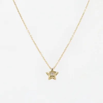 Lightweight yellow gold necklace with zirconia star