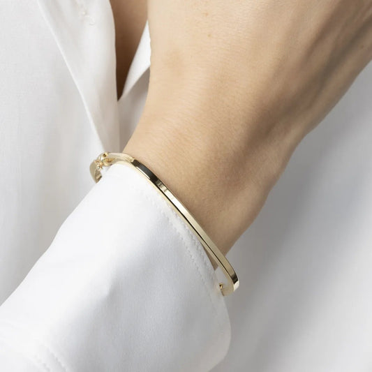 Yellow gold squared bangle bracelet