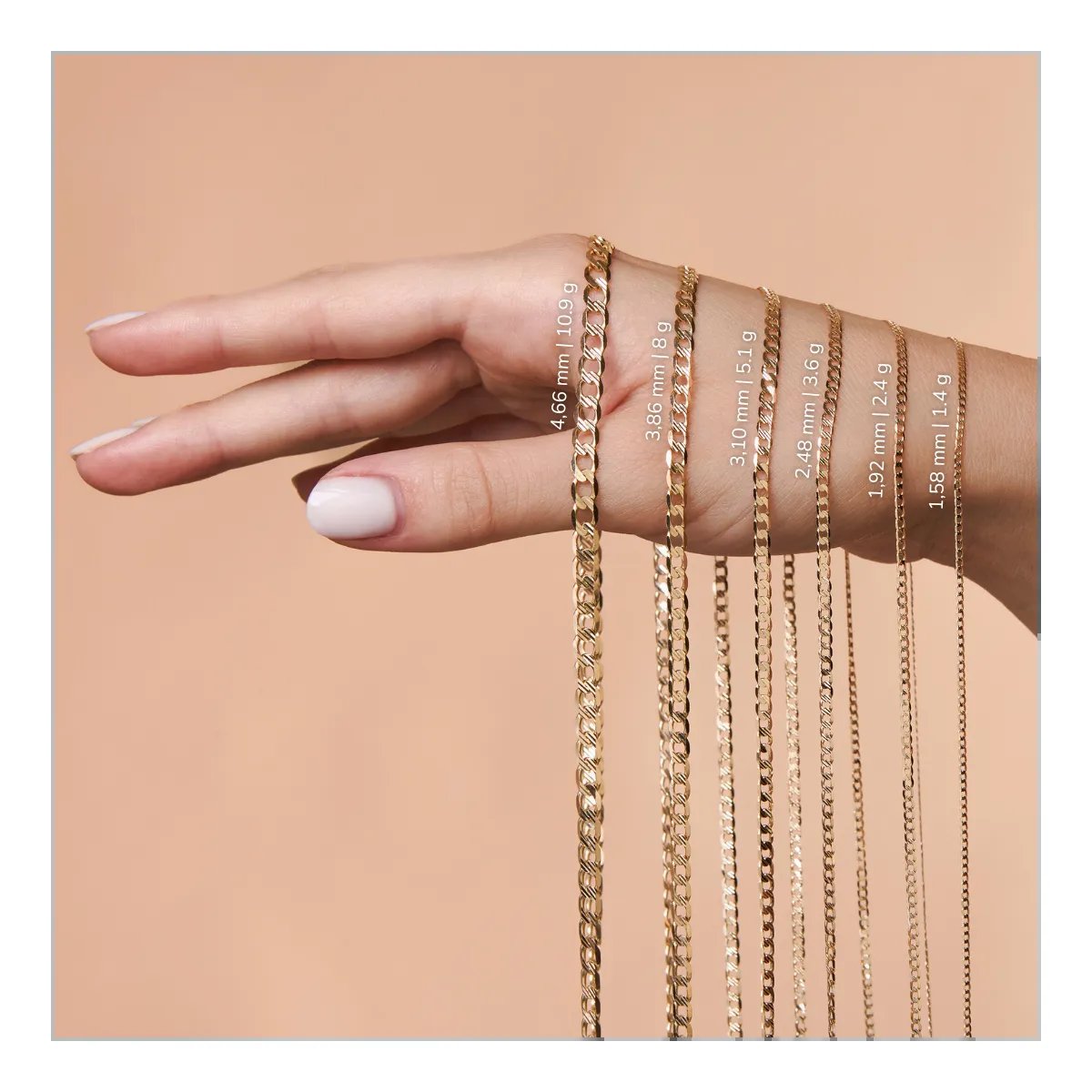 Panzer/Flat Curb - Engraved/Diamond-cut Gold Chain