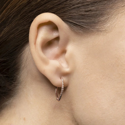 Red gold earrings with cubic zirconia